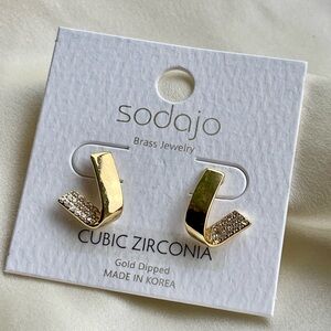 Gold and Silver Cubic Zirconia Earrings
